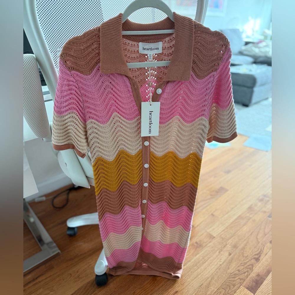Heartloom Pink and Brown Wave Knit Dress